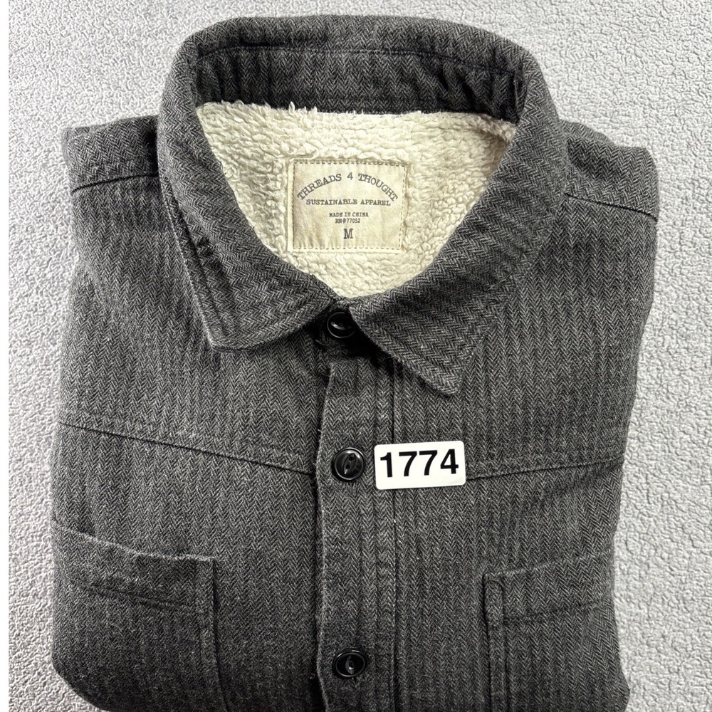Tread 4 Thought‎ Men's Shirt Jacket , M  Gray Sustainable Apparel Fleece Linned - Picture 12 of 13